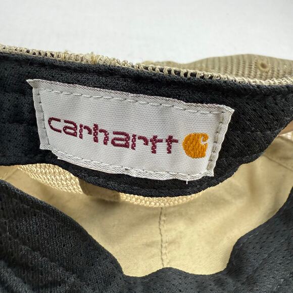 Khaki Carhartt Adjustable Trucker Hat Cap Brown Mesh Workwear - Picture 6 of 6